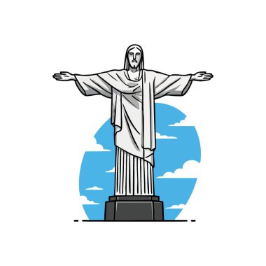 Kurtarıcı İsa Iconic View. Bu stil tasvirinde, umut, barış ve küresel kucaklaşmayı sembolize eden görkemli Brezilya anıtı sergileniyor. Canlı bir gökyüzüne karşı ruhani bir dönüm noktası..