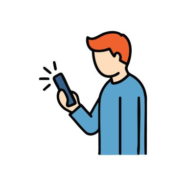 Mobil Aygıtla Bağlı Kişi. Günümüz yaşamında teknolojiye ve dijital etkileşime olan yaygın bağımlılığı sembolize eden, elde taşınabilir cihazlarına kendini kaptırmış bir birey..