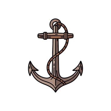 Klasik Denizci Çapa Sembolü. Bu kalıcı deniz cihazı, sarmalanmış bir kordonla birlikte, deniz yolcuları için kararlılık, umut ve sarsılmaz bir güvenliği temsil ediyor..