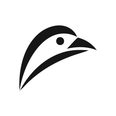 Minimalist Kuş Profil Sembolü. Bu gösterişli, tek renkli kuş kafası tasviri özgürlüğü, barışı ve doğal zarafeti temsil ediyor. Huzur veren zarif bir tasarım..