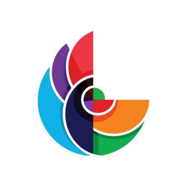 Eğri Renkli Modern Soyutlama. Katmanlı bölümler ve renk tayfı ile bu canlı grafik gelişimi, birliği ve birbirine bağlı sistemleri temsil eder..