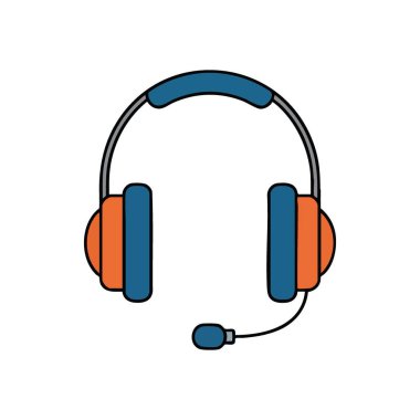 Mikrofon Sembolü ile Kulaklığı Destekle. Bu canlı grafik, kusursuz dijital iletişimi, yardımcı müşteri yardımını ve uzaktan bağlantıyı temsil eden bir ses kulaklığını gösteriyor..