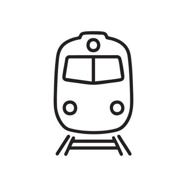 Modern Tren Simgesi. Bu canlı vektör grafiği bir demiryolu motorunun kafa kafaya çarpışını gösteriyor. Seyahat, bağlantı ve etkin şehir hareketini simgeler..