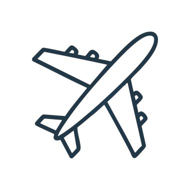 Uçuş Simgesi Hava Seyahat Sembolü. Bir uçağın minimalist vektör çizgisi. Seyahatleri, küresel bağlantıları, tatil maceralarını ve keşif özgürlüğünü temsil eder..