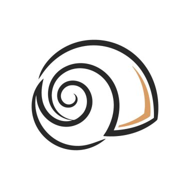 Zarif Deniz Salyangozu Kabuğu Simgesi. Şekil verilmiş deniz kabuğu doğal kıvrımlar çiziyor. Evini, korumasını ve okyanusun dingin güzelliğini temsil eder..