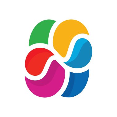 Canlı dairesel girdap simgesi. Bu modern dinamik amblem, bağlantıyı, çeşitliliği ve işbirlikçi enerjiyi sembolize eden, akan bir düzende beş farklı renge sahiptir. Damgalamak için ideal.