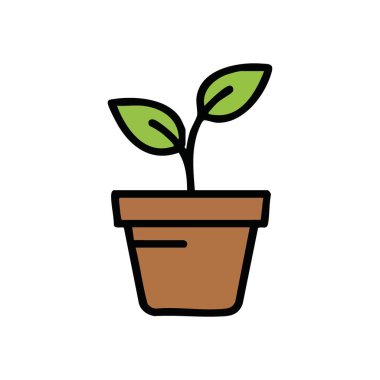 Kahverengi Ot 'ta Green Sprout. Konteynırının içindeki verimli topraktan canlı küçük bir tohum çıkar, yeni yaşamı, doğanın nazik yenilenmesini ve umut verici ilerlemeyi simgeler..