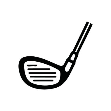 Minimalist Golf Kulübü Sürücüsü Simgesi. Koyu bir tarlaya karşı parlak, beyaz bir golf tahtası. Bu grafik atletizmi, boş zamanı ve kurstaki hassasiyeti temsil ediyor..