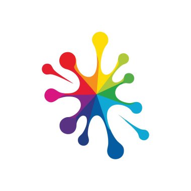 Renkli Boya Sıçrama Tasarımı. Dinamik soyut desen parlak bir spektrum sergiliyor. Sanatsal ifadeyi, çeşitli enerjiyi, yeniliği ve neşeli hayal gücünü sembolize eder..