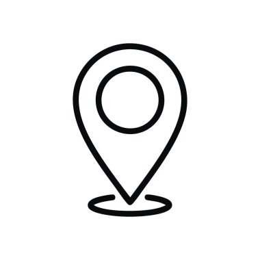 Minimalist Konum İmleci Simgesi. Tam coğrafi koordinatlar için parlak bir ana hat sembolü. Belirli bir doğruluk, haritalama güzergahları ve istenen yerlere zahmetsizce ulaşır..