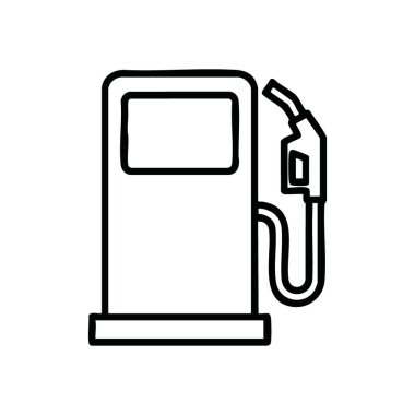 Yakıt Pompası Simgesi. Aracın yakıt ikmal aparatını tasvir eden tek renkli çizimler. Seyahatler, enerji sağlanması ve seyahat uygulamaları için gereklidir..