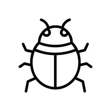 Minimalist Böcek Kabartması. Temiz beyaz grafik, arka planda stilize edilmiş bir böcek tasvir ediyor. Bu basit amblem doğayı, yazılım hatalarını ya da iyi kaderi temsil edebilir..