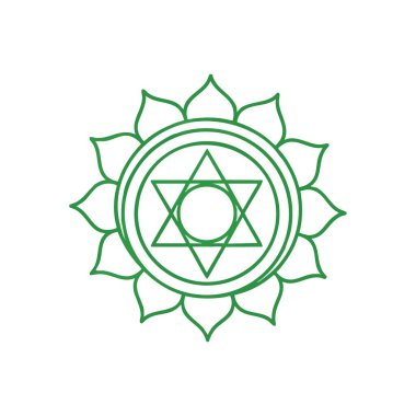 Anahata Kalp Çakra Amblemi. Vücudun dördüncü enerji merkezinin bu dingin yeşil simgesi şefkat, empati ve derin iç huzuru temsil ediyor. Duygusal iyileşmeyi ve ruhsal sağlığı teşvik eder..