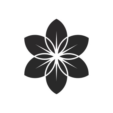 Zarif Altı Yaprak Yaprağı Simgesi. Güzel bir soyut botanik grafik ve simetrik bir tasarım. Bu sofistike amblem, markalaşmaya uygun uyum, büyüme ve doğal barışı sembolize eder..