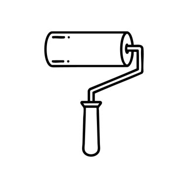 Boya Pateni Aracı Simgesi. Ev dekorasyonu ve yaratıcı dekorasyon projeleri için temiz beyaz sembol. Yenilenme ve dönüşümü temsil eder.