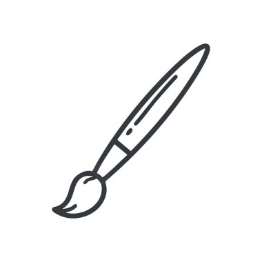 Yaratıcı Boya Fırçası Aracı Simgesi. Bir resim enstrümanının minimalist tasviri. Sanatsal ifade, tasarım ve yeniliği sembolize eder. Çeşitli dijital uygulamalar için temiz grafik.