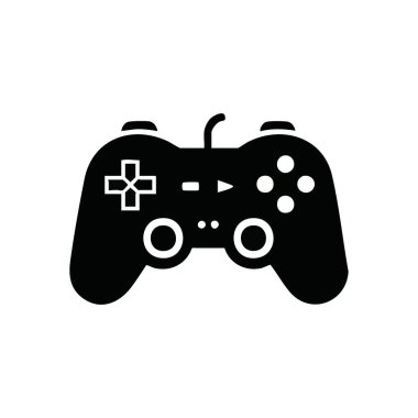 Minimalist Oyun Kontrolörü Tasarımı. Siyah üzerine bir video konsol oyun evinin parlak beyaz çizgisi, dijital etkileşimi, modern eğlence ve boş zaman aktivitelerini sembolize eder.