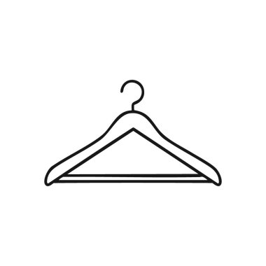 Elbise askısı silueti. Modern beyaz giysi tutacağı, koyu bir arka plana karşı. Moda, perakende ve organizasyon projeleri için ideal.