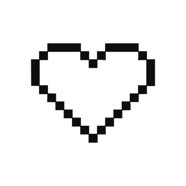 Piksel Sanat Kalbi Taslak Simgesi. Klasik bir dijital motif, bireysel karelerden yapılmış. Eski oyun nostaljisini çağrıştırıyor. Sevgi ve canlılığı temsil ediyor..