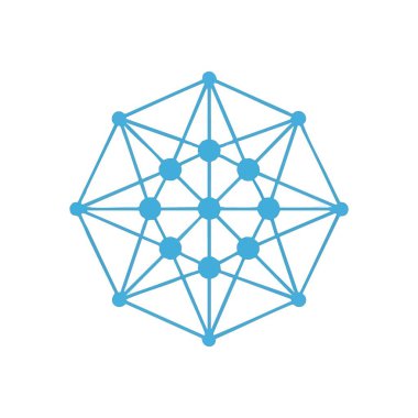 Soyut Mavi Blokzincir Izgara Tasarımı. Bağlı düğümlerin bu karmaşık deseni bilgisayar, zeka ve veri alışverişini görselleştirir. Güvenli sistemleri ve toplu büyümeyi temsil eder.