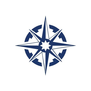 Mavi Pusula Gül Yön Rehberi Simgesi. Bu zarif deniz amblemi rehberliği ve hassas yönelimi simgeler. Seyahat, macera ve doğru yolu bulma projeleri için idealdir..