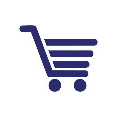 Dijital Alışveriş Arabası Simgesi. Dijital işlemleri ve tüketici alımlarını temsil eden temiz bir grafik. Mal ve hizmet satın almak için uygun bir web sepeti.
