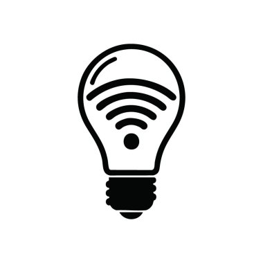 Akıllı Ampul WiFi Bağlantı Simgesi. Bu akıllı lamba grafiği yenilikçi düşünme ve modern çözümleri simgeler. Dijital iletişimi, bağlı konut entegrasyonunu ve uzak.