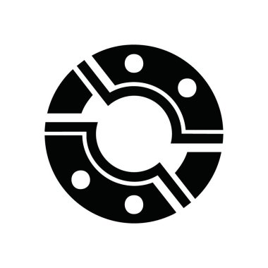 Birbirine bağlı dairesel kabartma. İlerici segmentleri ve bağlantı noktalarını gösteren modern diyagram. Birlik, çözüm ve organize akışı temsil eder.