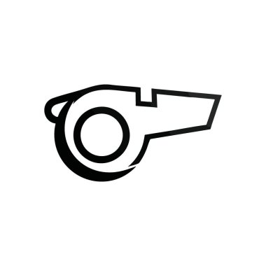 Hakem Islık Spor Simgesi. Sinyal cihazının temiz grafiği. Oyunlarda, eğitimde ve çeşitli etkinliklerde otoriteyi, kuralları ve dikkati temsil eder.