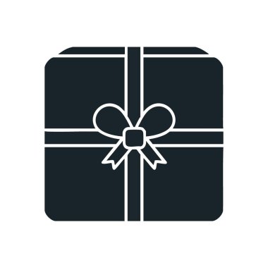 Hediye Kutusu Simgesi Sembolü. Sarılı bir paketin zarif düz vektör çizimi. Doğum günleri, tatiller ya da özel etkinlikler için neşe, sürpriz ve cömertliği temsil eder..