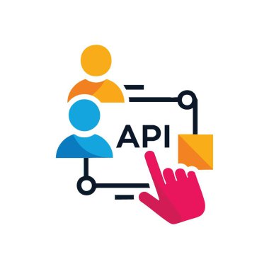 API Bütünleşme Konsepti. Bu grafik, bir API 'nin ana işlevini temsil ederek, farklı platformlar veya kullanıcılar arasında ağ ortamına bağlanmayı kolaylaştırır.