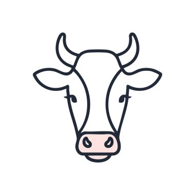 Dost canlısı sığır kafası çizgi filmi. Nazik bir süt ineğinin tasviri. Tarım, mandıra ürünleri markalaşması ya da çocuk çiftliği temaları için idealdir. Saflığı ve çiftlik hayatını simgeliyor..