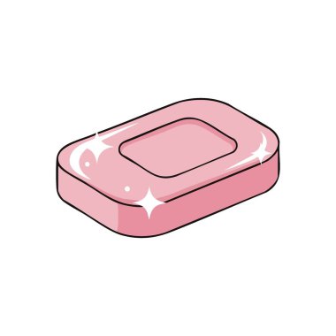 Pembe Temizleme Çubuğu Ikon. Işıl ışıl parlayan canlı gül hijyeni, saflığı, kişisel refahı ve yeni alışkanlıkları simgeliyor. Sağlıkla ilgili içerik için ideal.