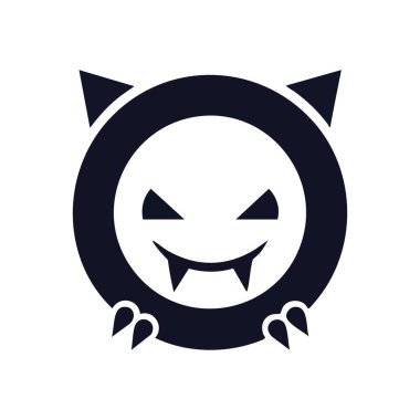 Yaramaz Dişli Yaratık Simgesi. Sivri dişleri ve sivri kulakları olan neşeli, esmer bir yaratığı tasvir eder. Tasarımlar için eğlenceli ve ürkütücü bir hava verir..