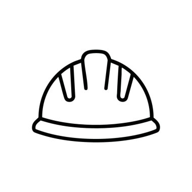 Güvenlik Sert Şapkalı Logosu. Bu minimalist koruyucu başlık çizimi güvenlik, işçilik ve endüstriyel çalışmaları temsil ediyor. İnşaat ve mühendislik projeleri için gerekli.