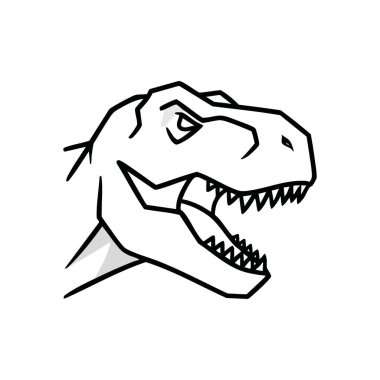Geometrik T-Rex Baş İllüstrasyonu. Keskin açısal şekillere sahip bir Tyrannosaurus Rex profilinin çarpıcı soyut görüntüsü. Bu sanat eseri güç, güç ve tarih öncesi güç taşıyor..