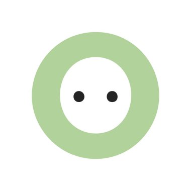 Yeşil Çember Dot Simgesi. Basit bir grafik tasarımı, açık yeşil bir dış halka ve beyaz bir merkezde iki siyah nokta içeriyor. Gülümseyen bir yüz ya da güç soketi çağrıştırıyor.