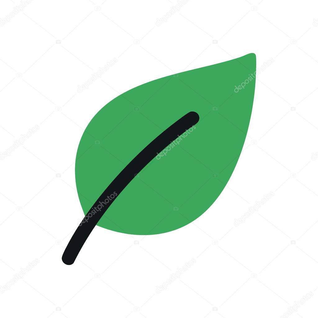 Fresh Green Leaf Icon. A simple illustration of a vibrant plant element, conveying nature, ecology, and growth. It signifies health, organic living, and sustainability.