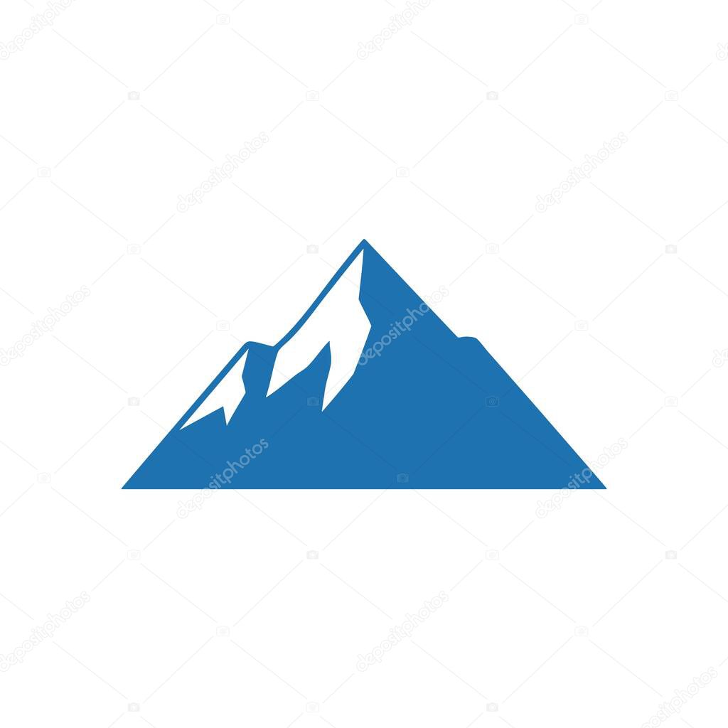 Blue Mountain Peak Emblem. A bold graphic of a towering ridgeline, evoking strength and perseverance. This digital artwork symbolizes ambitious goals, nature's might, and steadfast progress.