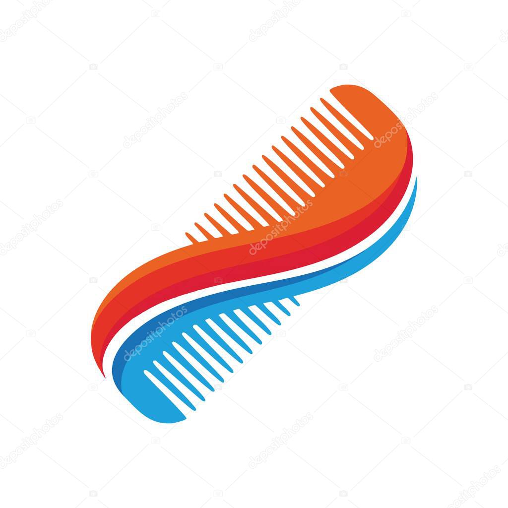 Abstract Dual Comb Toothpaste Symbol. This stylized graphic blends elements of grooming and dental care. Its vivid colors represent cleanliness, freshness, and vibrant energy.