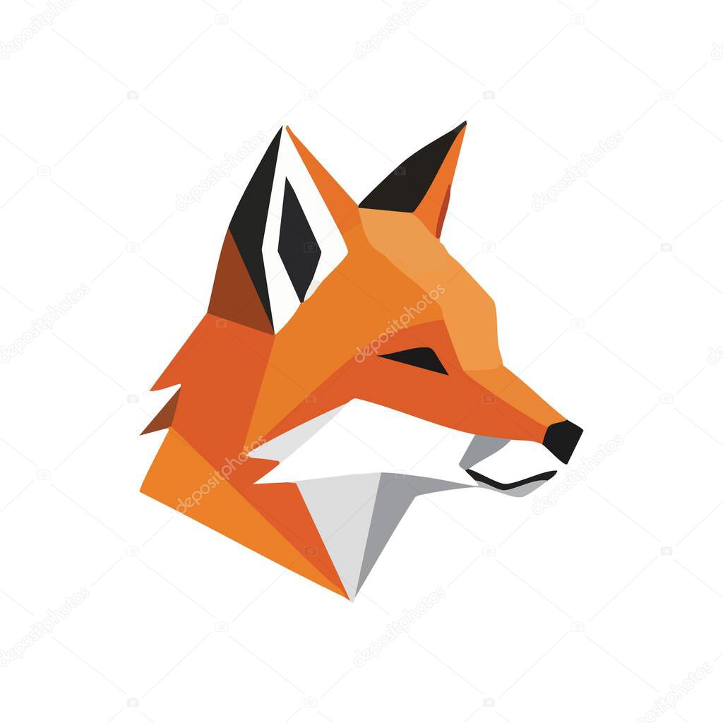 Geometric Fox Head Profile. A modern polygonal rendition of a vixen's visage, symbolizing wisdom and ingenuity. This sleek, stylized artwork presents a clever creature's likeness.