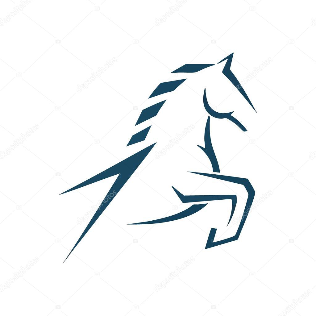 Dynamic Rearing Horse Icon. A powerful, abstract equine illustration in deep teal, symbolizing strength, speed, and agility. Ideal for branding and modern designs.