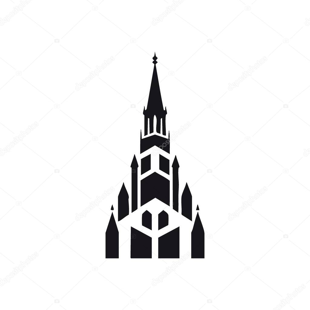 Elegant Gothic Spire Silhouette. Abstract shadowy outline of a towering architectural structure, evoking a sense of ancient mystery, spiritual depth, and enduring strength.