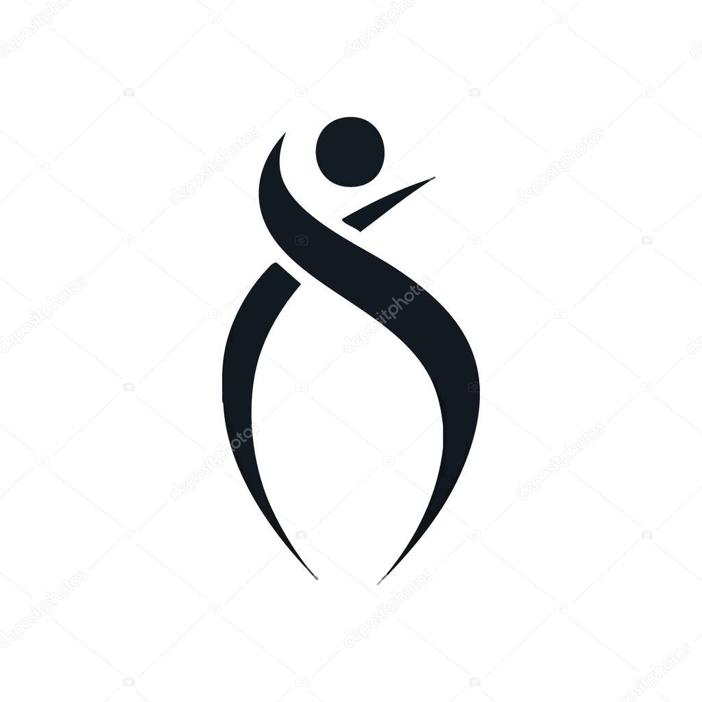 Elegant Abstract Human Motion Icon. This graceful symbol portrays wellbeing, community, and fluidity. An ideal emblem for health, unity, or spiritual endeavors.