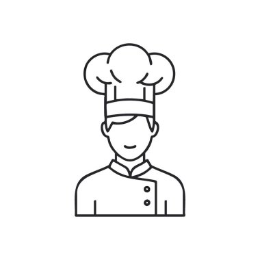 Mutlu Şef Avatar. Temiz çizgiler, üniforma ve toka konusunda bir mutfak uzmanını gösteriyor. Aşçılık, konukseverlik ve iyi yemeklere adanmışlığı sembolize eder..
