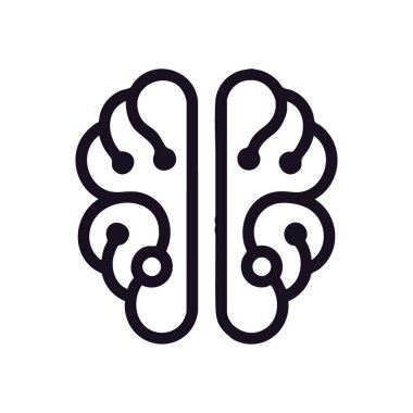 Dijital Beyin Simgesi. İnsan bilişinin ve gelişmiş bilgisayarın kavramsal temsilini resmediyor. Yenilik, veri işleme ve düşünceli tasarımı temsil eder.