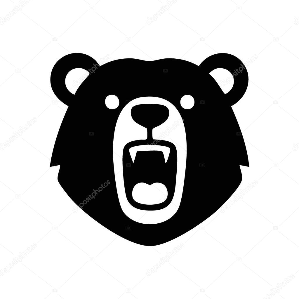 Roaring Bear Head Graphic. This bold illustration captures a mighty ursine beast with bared fangs, symbolizing strength, ferocity, and raw untamed wilderness.