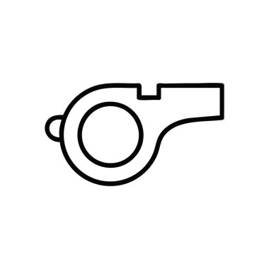 Spor Islığı Sembolü. Sinyal cihazının çıtır çizimi. Bu beyaz ses aracı otoriteyi, uyanıklığı ve aktif katılımı simgeler.