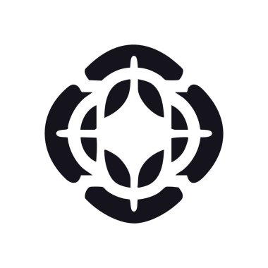 Zarif Koyu Çiçek Amblemi. Bu kömür ikonu siyah bir arkaplan üzerinde simetrik taç yaprağı benzeri bir motif içerir. Mükemmel bir ahenk, odaklanma ve modern karmaşıklığı temsil eder..