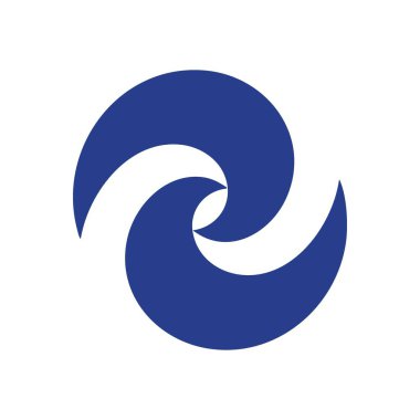 Mavi Girdap Soyut Sembol Kavramı. Zarif grafik dengeyi ve sürekli hareketi temsil ediyor. Bu akışkan amblem, kimlik için modern, zarif bir estetik ideal sunuyor..